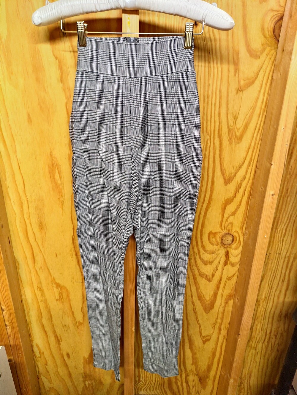 Windsor High Waisted Glen Plaid Built In Tie Waist Trousers Pants Medium Flaw
